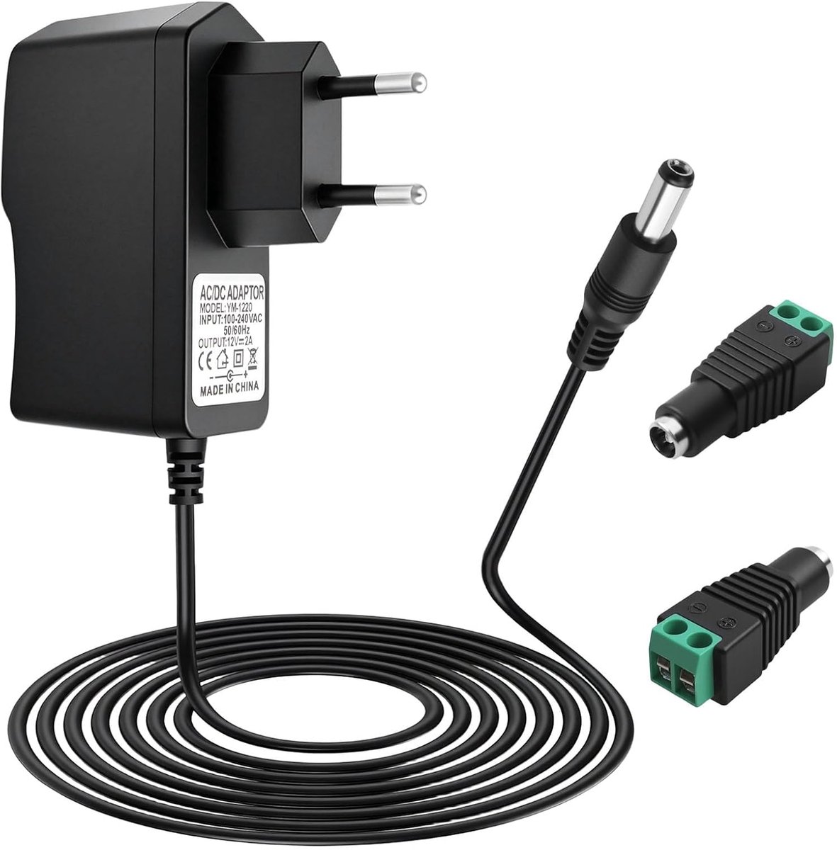 Universal 12V 2A Power Adapter, AC/DC Transformer/Charger for LED Strip Cameras, Surveillance Cameras, LCD Monitors - ShopVlot