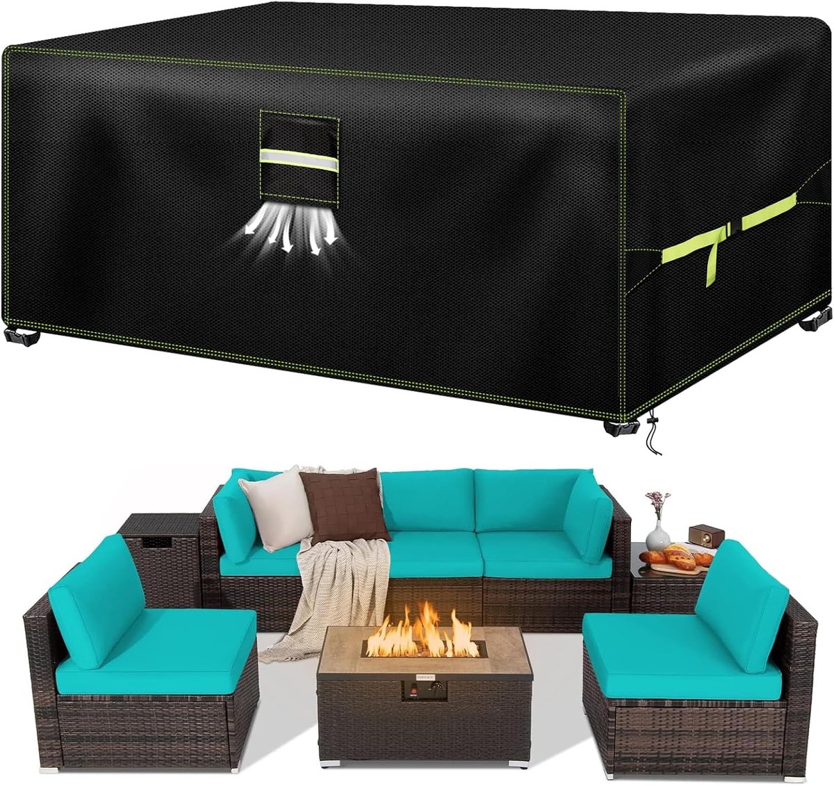 VDISRR Garden Furniture Cover, 242 x 162 x 100 cm, Winter-proof and Waterproof, Garden Furniture Cover with - ShopVlot