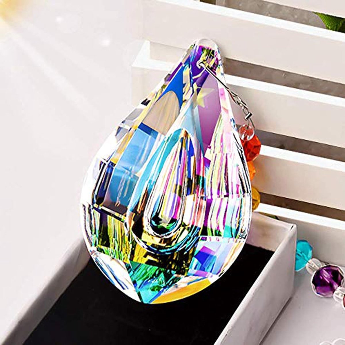 MerryNine Crystal Hanging Colorful Concave Teardrop Lamp Prisms Parts 76mm Loquat Shape Chandelier Lighting Crystal - ShopVlot
