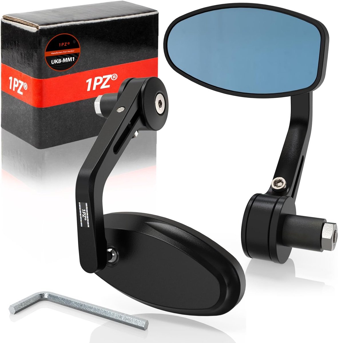 1PZ F26-7M8 Motorcycle Rearview Mirror Anti-Glare CNC Handlebar Mirrors Blue Universal Bar 7/8 inch 22mm, Replacement - ShopVlot