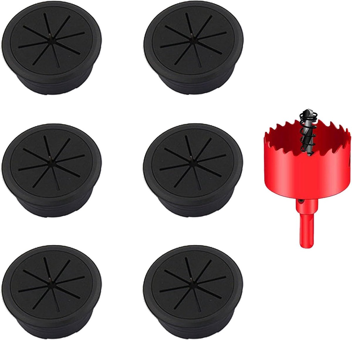 6 Pieces Desk Grommet, Desk Cable Grotter, 80mm, Flexible Desk Cable Hole Covers, Organise Office and Home Table - ShopVlot