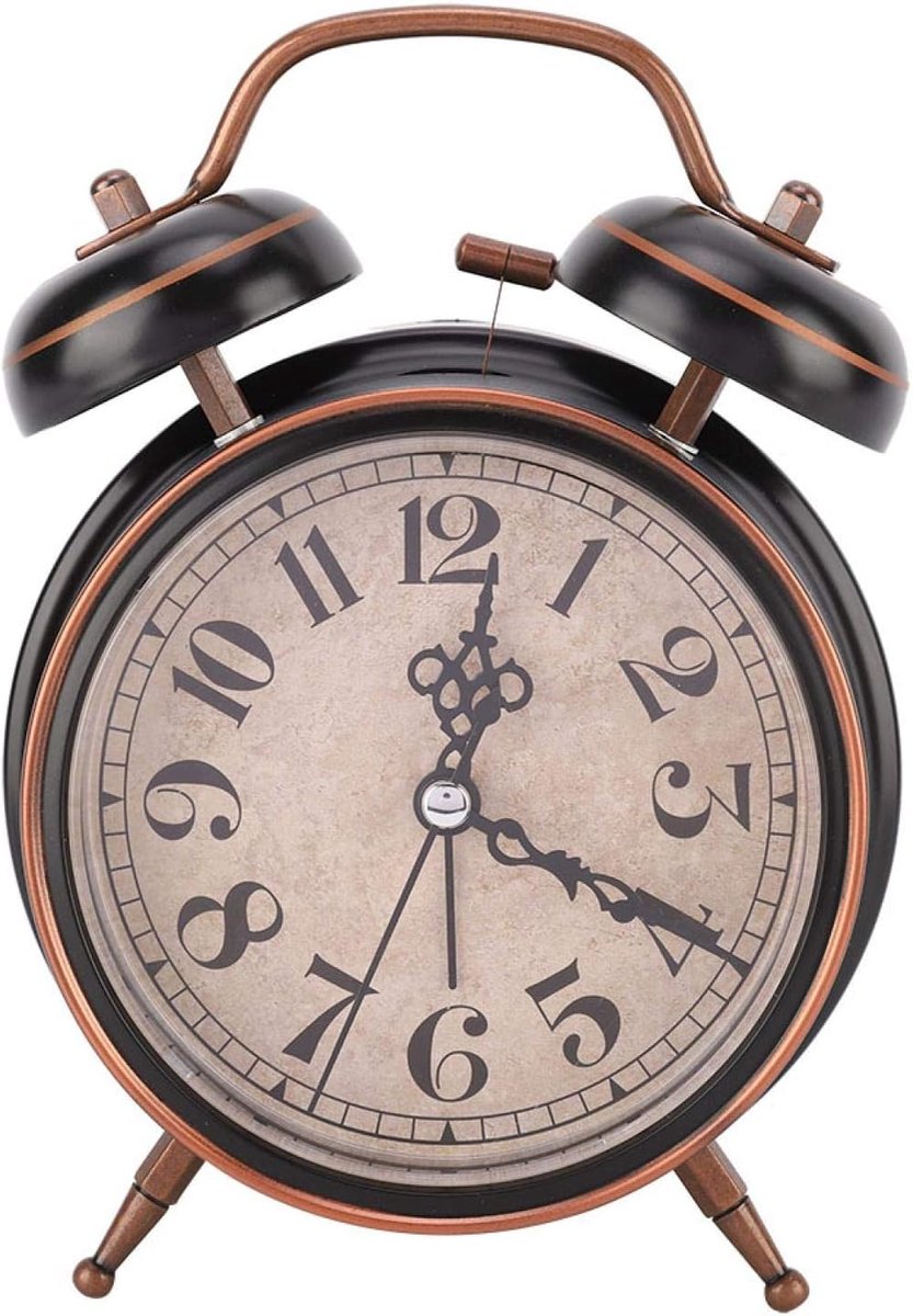 4" Retro Mechanical Alarm Clock with Night Light Double Double Bell Non Ticking for Heavy Sleepers Travel Home Office - ShopVlot