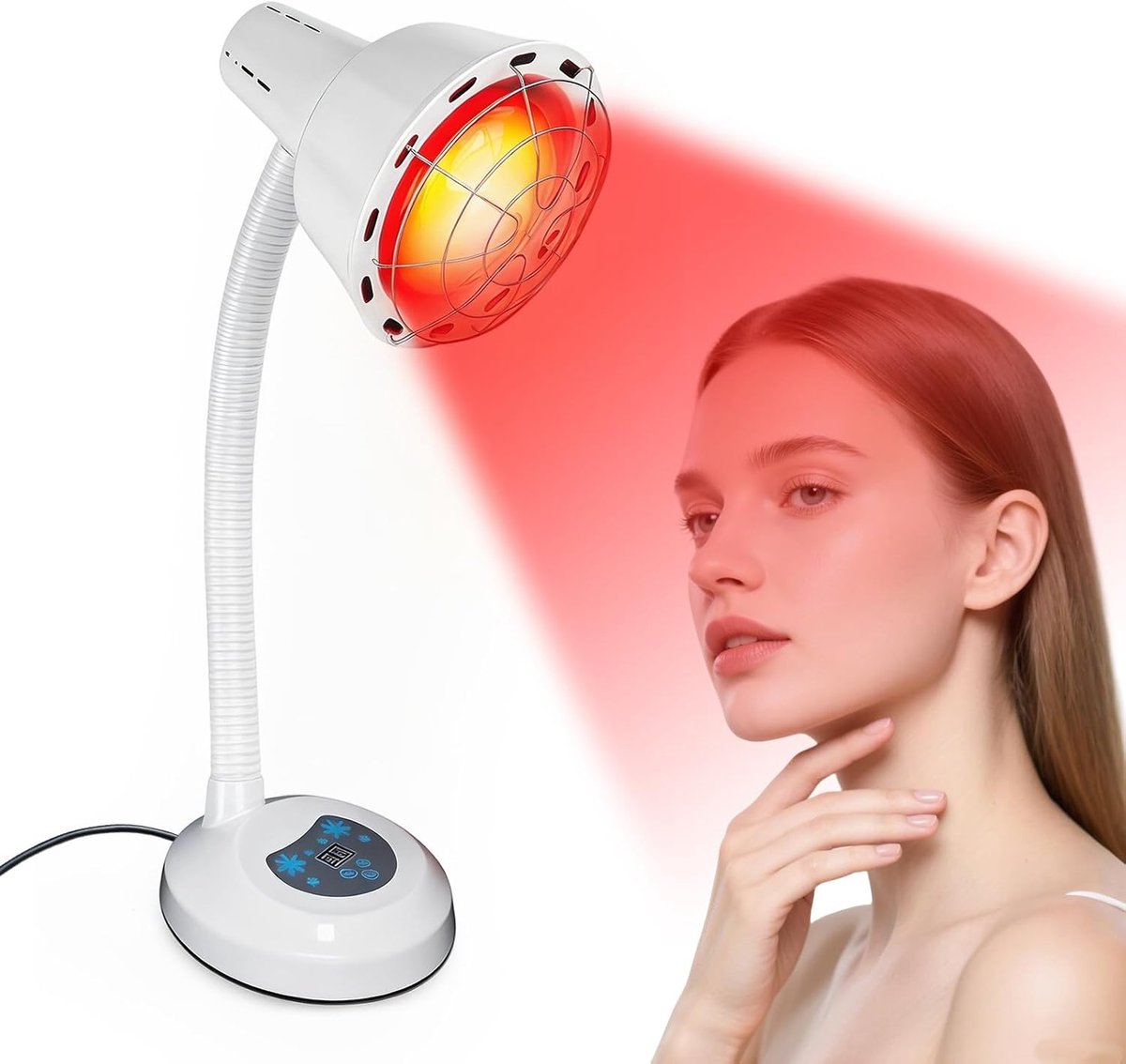 Roodlichtlamp, warmtelamp, 275 W, infraroodlamp, 360 graden, flexibele tafelverwarmingslamp met beschermingsrooster - ShopVlot