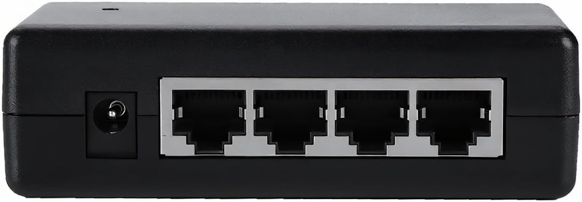 ASHATA 4 Port Fast Ethernet PoE Switch, DC12V-48V 4-Port Injector Adapter PoE Ethernet Power Supply Injector, 4-Port - ShopVlot