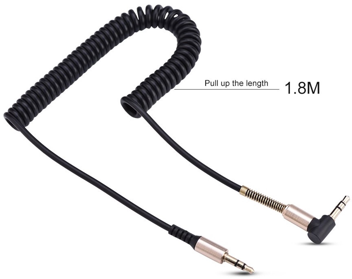 3.5mm Male to Male Spring Aid Cable L shaped and I-shaped Retractable Cord for Car Headphone Audio - ShopVlot