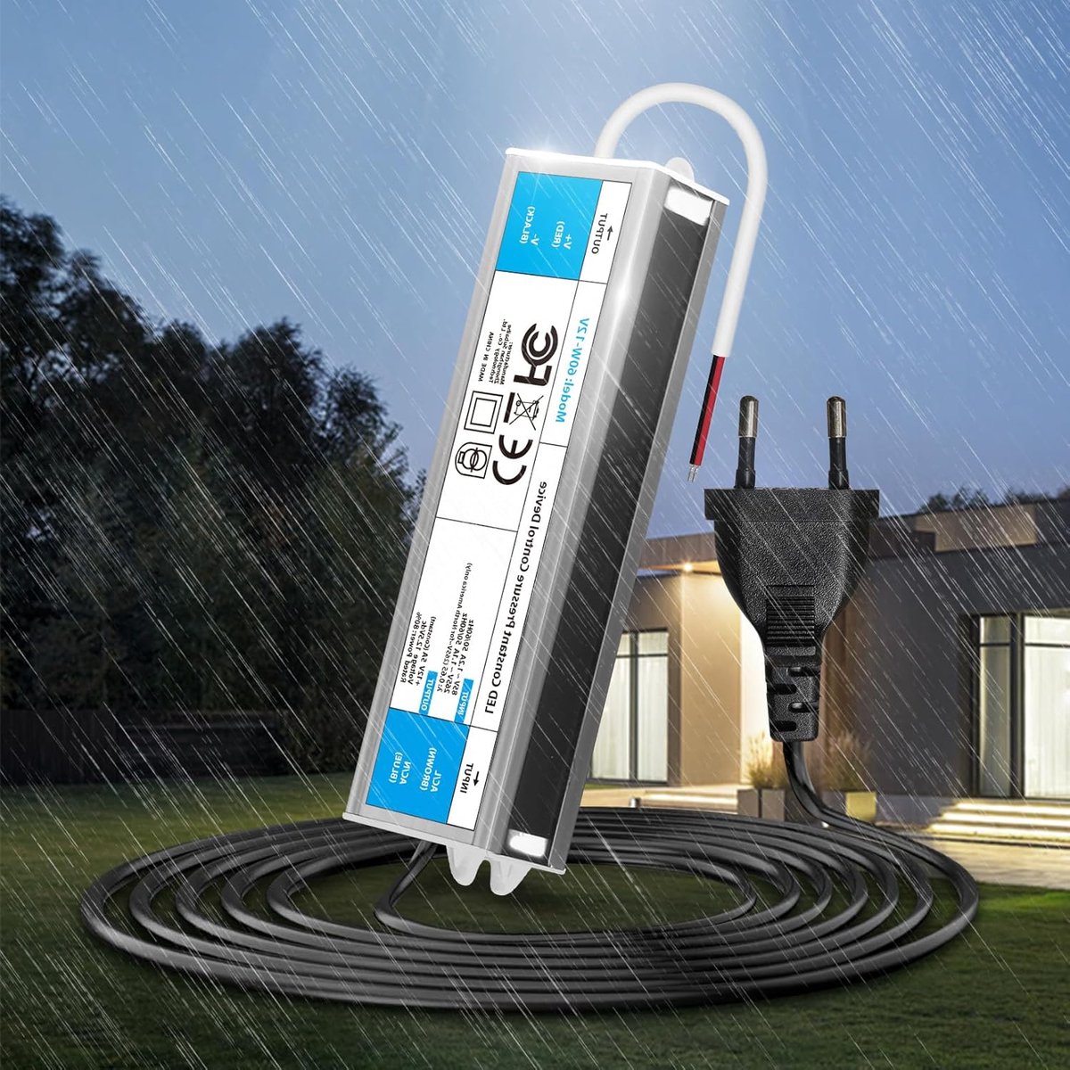 KSIBNW LED Trafo 12V 60W 5A Power Supply Adapter IP67 Outdoor Waterproof Transformer with Power Plug, Driver 220V AC - ShopVlot