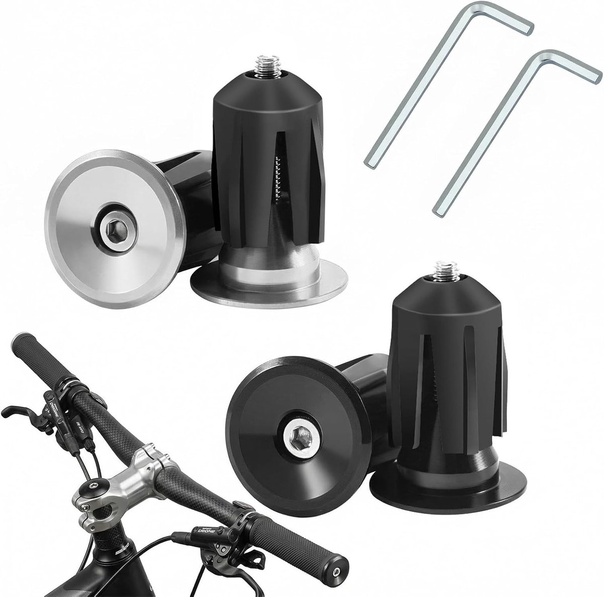 2 paar stuurdoppen van aluminiumlegering met uitbreiding, 4 eindkappen voor MTB, straat en vouwfiets, met - ShopVlot