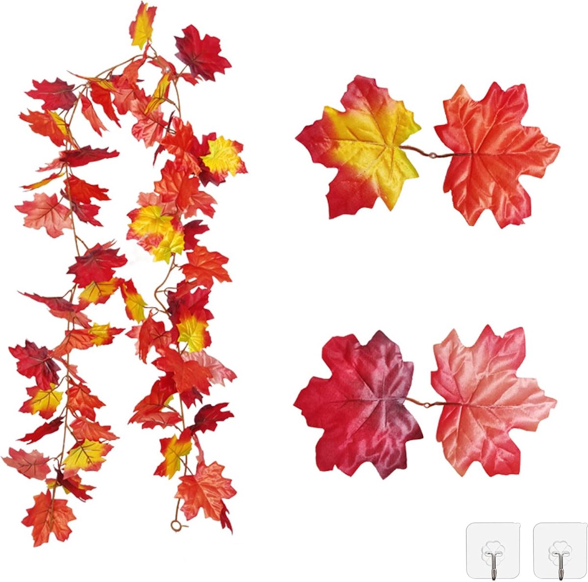 Artificial Maple Leaf Garland, Autumn Leaves, Maple Leaves, Vines, 175 cm, Autumn Leaves Garlands for Halloween - ShopVlot