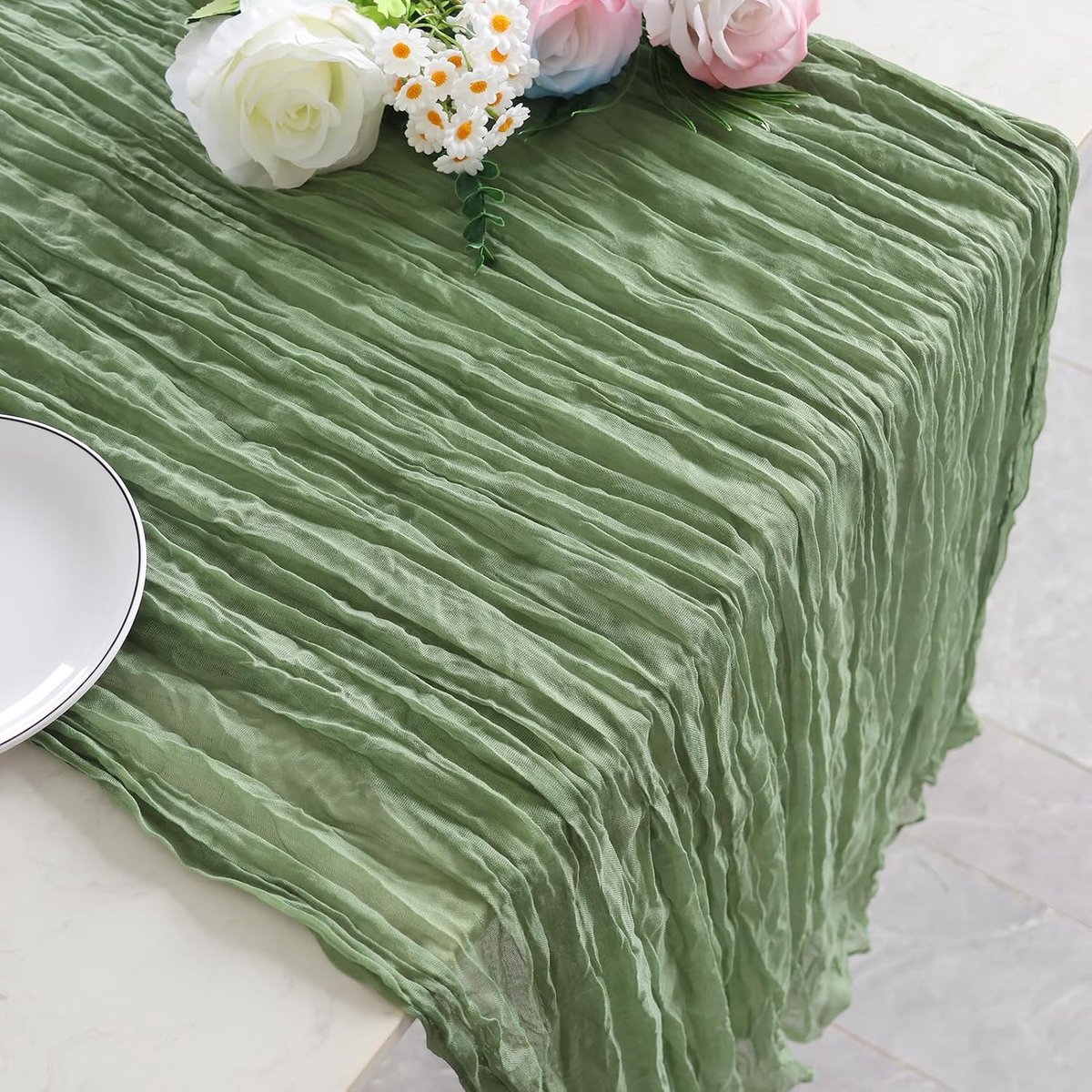 Table Runner Cloth Boho Table Runner Table Decoration Wedding Mesh Rustic Cheesecloth for Home Party Festival Kitchen - ShopVlot