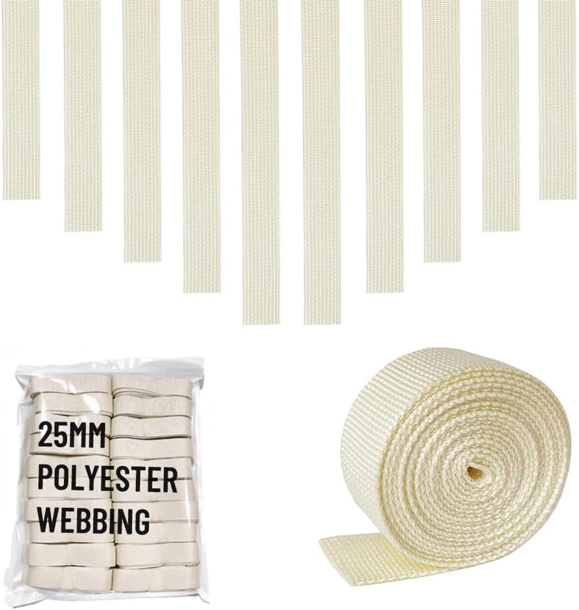 20 rollen riem van polypropyleen, 25 mm, dikke naairiem voor rugzak, knutselen, halsband voor huisdieren, bagage - ShopVlot