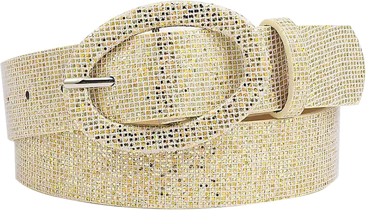 Women's Belt - 106 x 3.5 cm, with Rhinestones and Adjustable Buckle, Gold, 106X3.5CM - ShopVlot