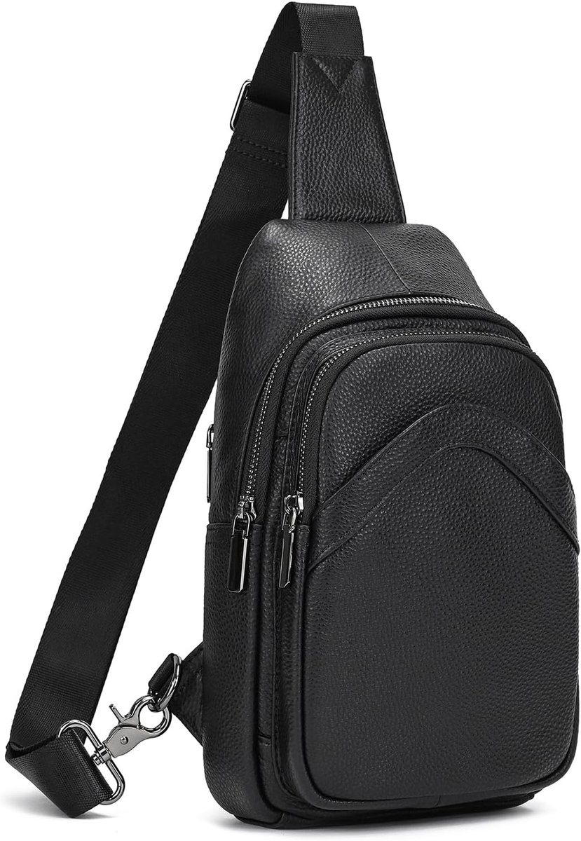 LUUFAN EURNIC Leather Sling Bag for Men, Daily Cross Body Chest Shoulder Messenger Bag Multi-Pocket Business Casual - ShopVlot