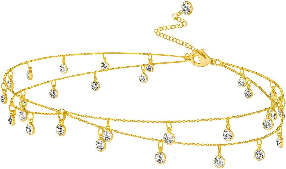 Tailleketting dames verstelbaar - metalen riem met strassparels - bikinitaille - perfect voor strandlooks - ShopVlot