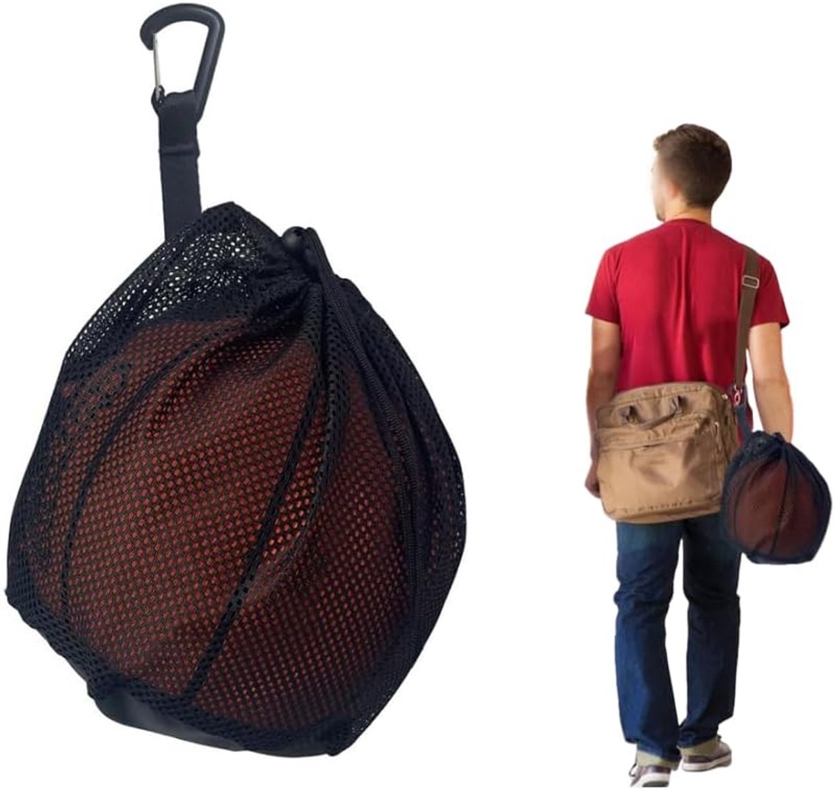 Basketbal tas met trekkoord - 25 cm diameter - ademend materiaal - ideaal voor sporters - ShopVlot