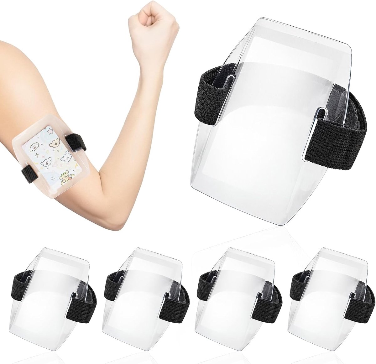 Paspoort Houder Armband Transparant - 4 Stuks ID Kaarthouders - Verstelbare Lengte - Hoogzichtbaar voor Beveiliging - ShopVlot