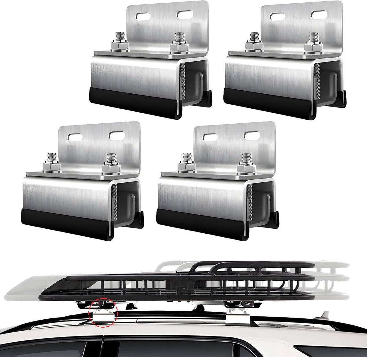 SnelShoppen - Dakdrager Montage Kit, 4 Stuks RVS Dakdrager Beugel, Stabiele Dakbox Stang voor ProMaster, Boxer, Jumper, Ducato, Movano