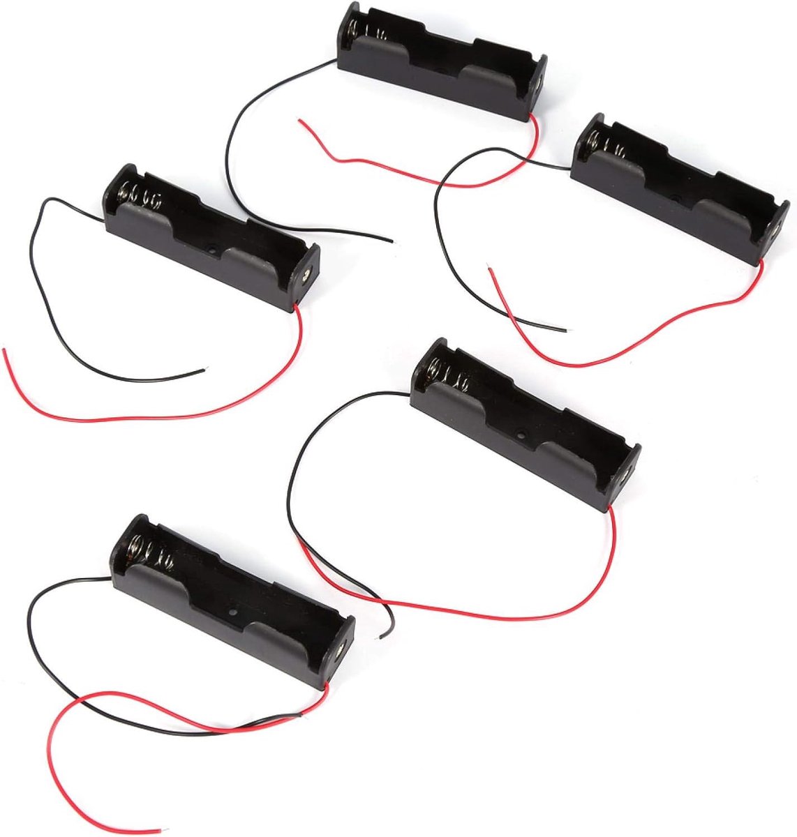 Batterijhouder 5 stuks - Kunststof - Met draadverbinding - Voor 3.7V oplaadbare batterij - ShopVlot