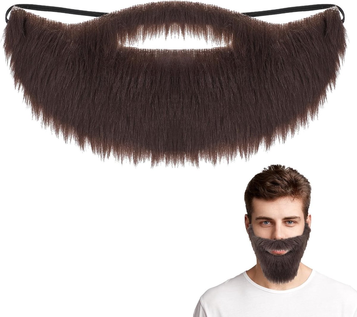Grappige Valse Baard in Bruin, Realistisch Gezichtshaar voor Mannen en Vrouwen, Perfect voor Halloween en Cosplay, 22 x 11 cm