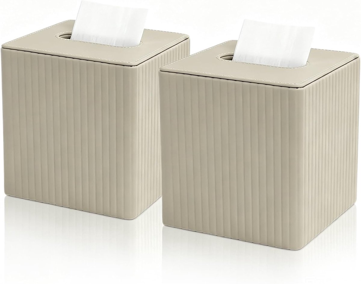 Zakdoekendoos 2 stuks - Leer - Elegante set voor interieur - Geschikt voor woonkamer en kantoor - ShopVlot