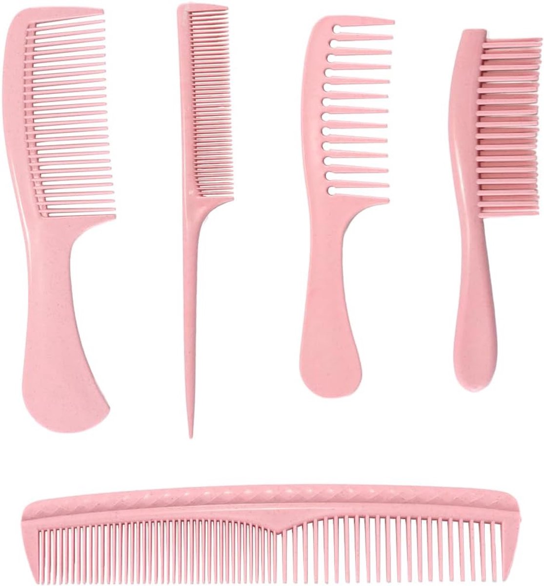 Haarkammen set van 5 - roze - voor nat, golvend en dik krullend haar - veelzijdige stylingopties - ShopVlot