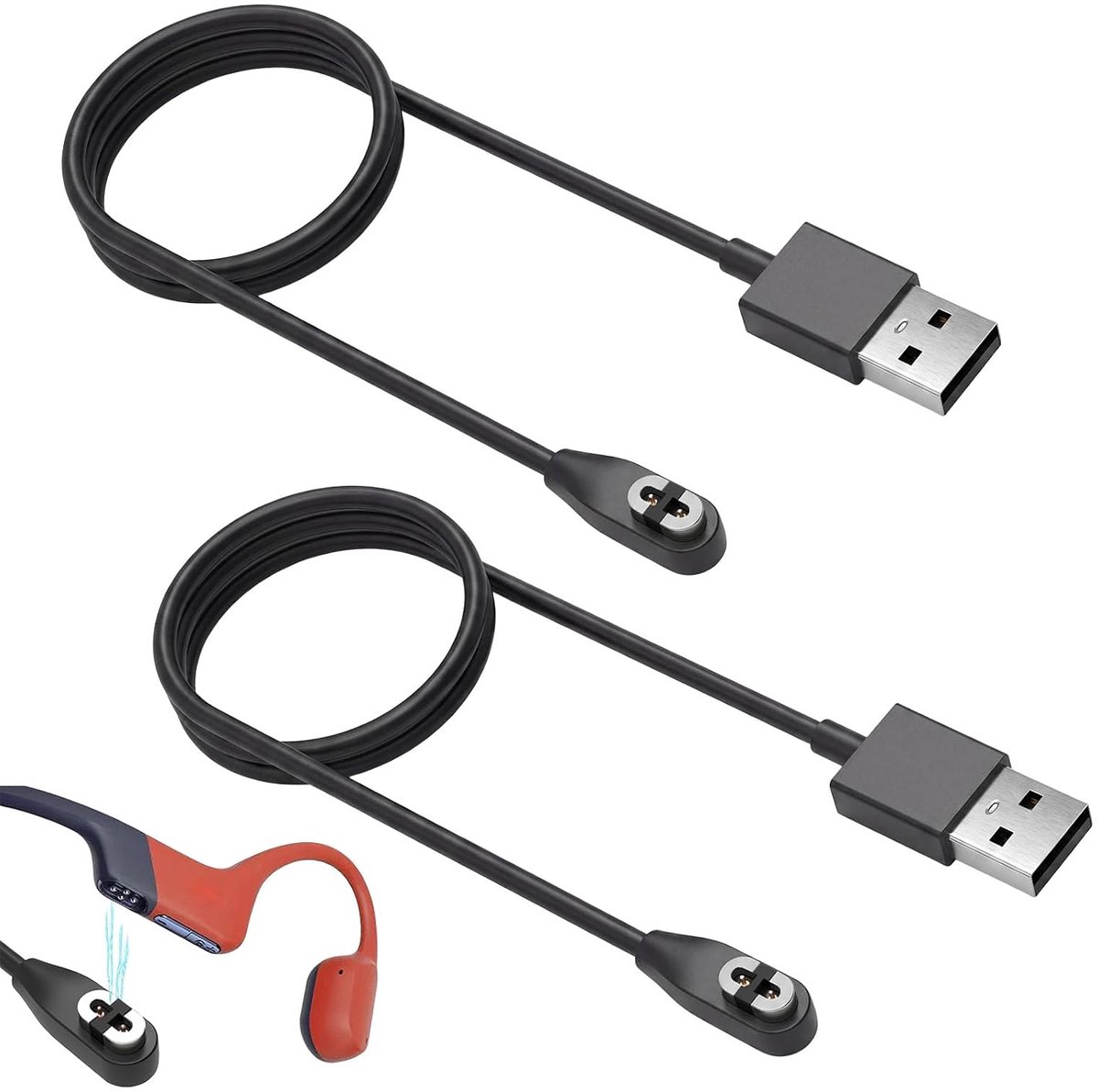 USB Magnetische Oplaadkabel 1m - Set van 2 Zwart - Stabiele Verbinding - Geschikt voor Shokz - ShopVlot
