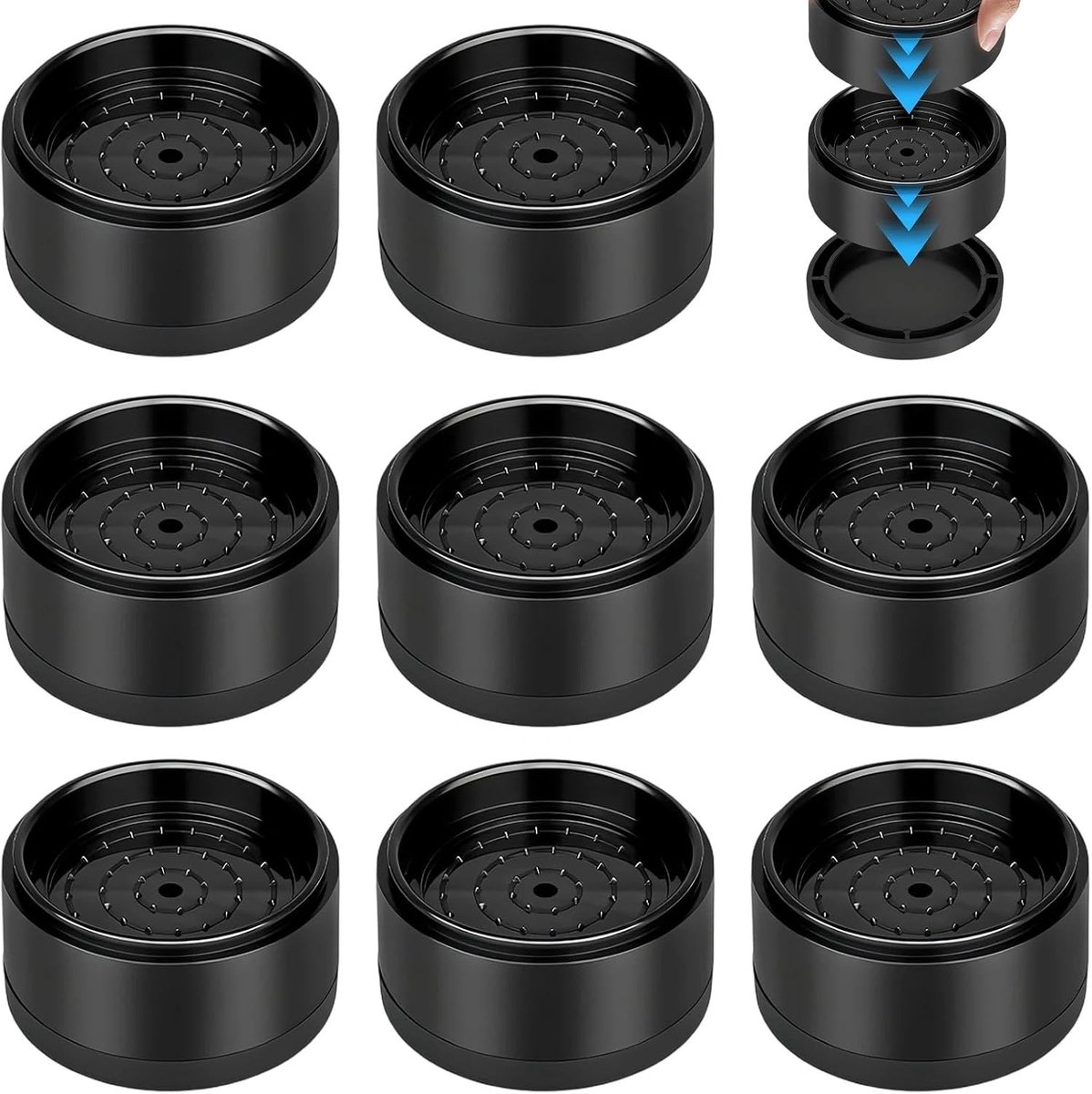 Meubelverhogers 8 Stuks - Rond Stapelbaar - Zwart - Voor Het Verhogen Van Meubels - ShopVlot