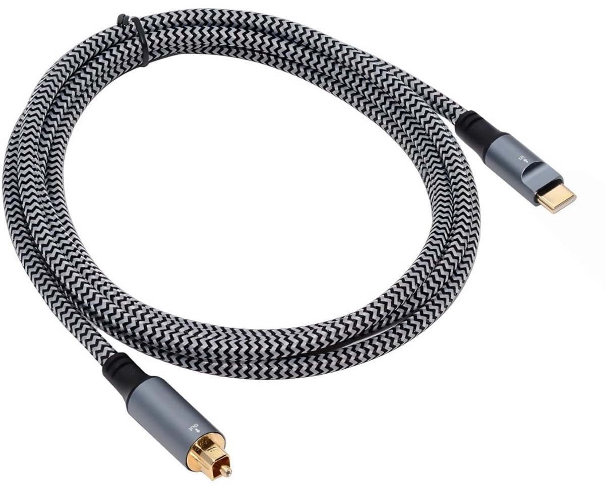 Optische Audiokabel 1,8m - USB-C naar Toslink - Unidirectionele overdracht - Ideaal voor muziek en films - ShopVlot