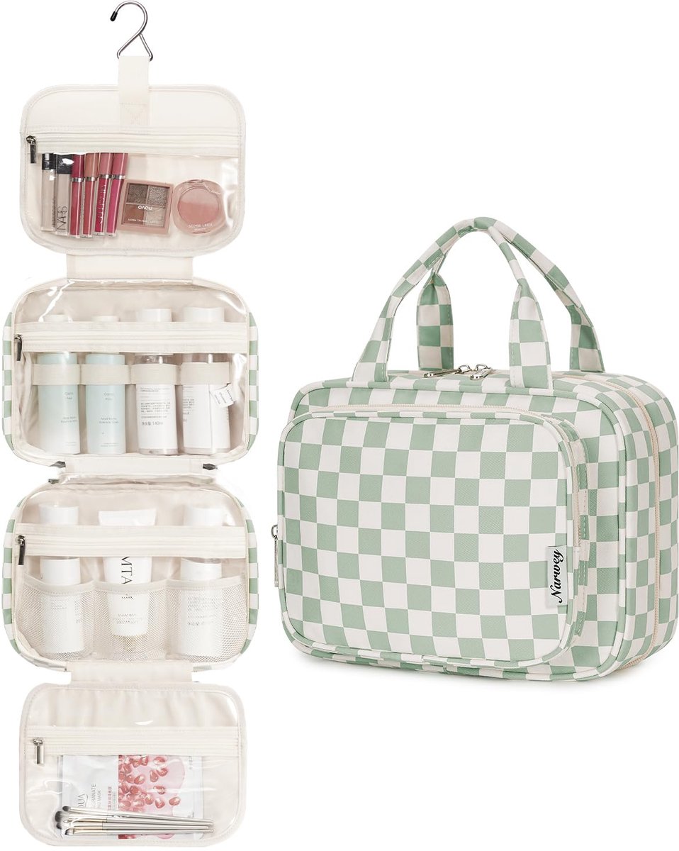 Hangende Toilettas voor Reizen - Reis Organizer voor Cosmetica, Make-up en Badkameraccessoires - Inclusief Waszak voor Kleding - Ruime Opbergtas met Ophanghaak - Praktische Travel Bag voor Dames, Vakantie en Zakenreizen