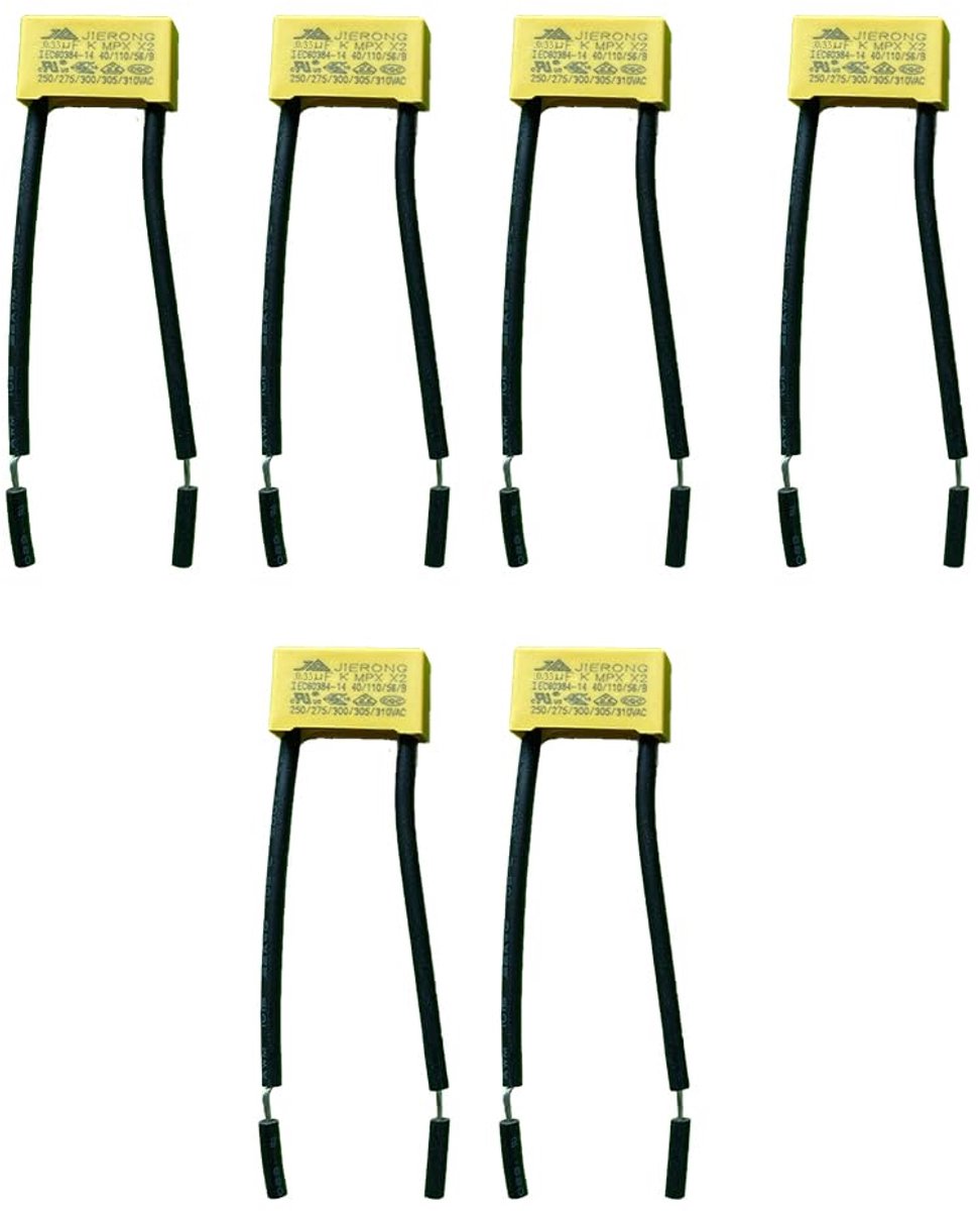 6 safety capacitors LED interference capacitors, 2 x capacitors film capacitors x 2 0.33 uf 275 V 334 k275 V - ShopVlot