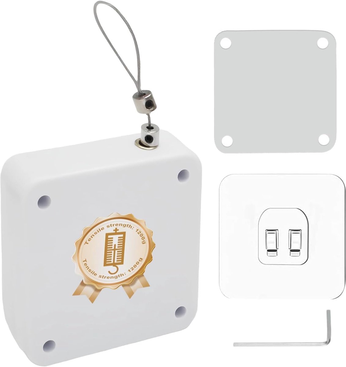 Automatic Door Closer, White, No Drilling, 1200G Door Closer with 1 m Rope and Adjustable Lock, Door Closer for Room - ShopVlot