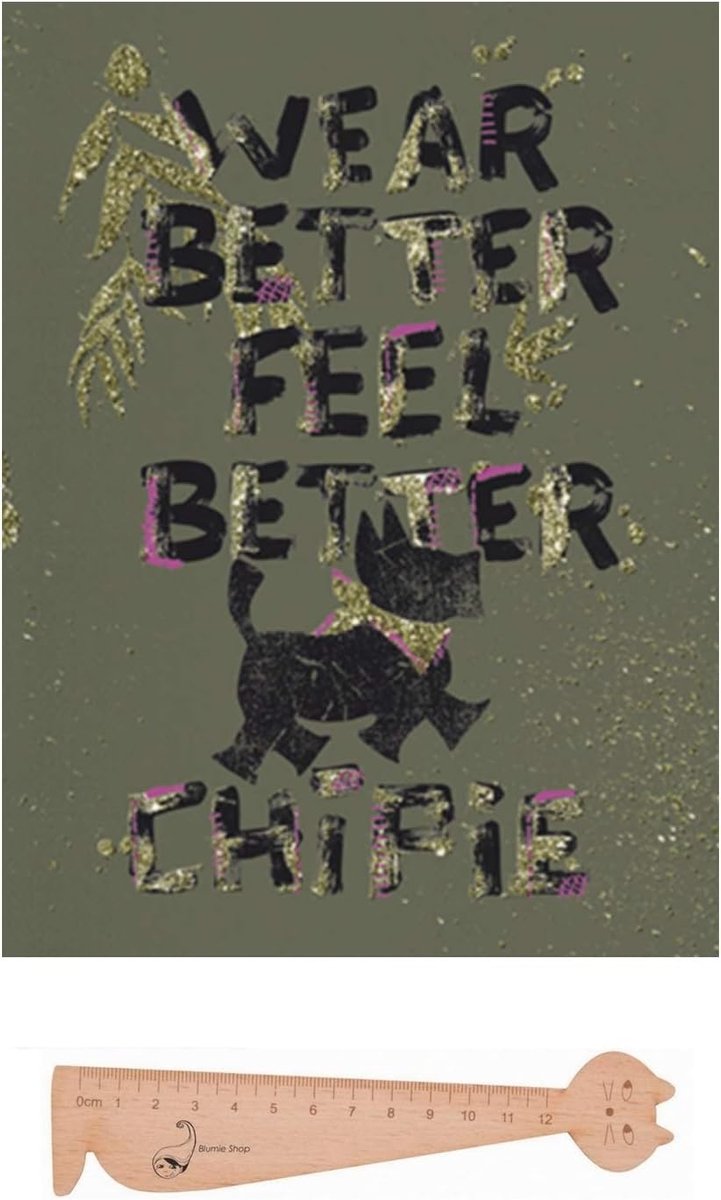Chipie Feel Better Textheft 17 x 22 cm + 1 Ruler Bookmark of Wood Flower - ShopVlot