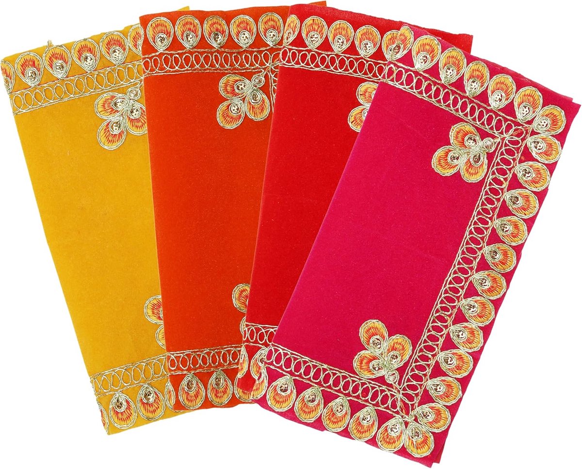 Set of 2 Decorative Mat Aasan Velvet Pooja Cloth (Size:-12 Inch X 12Inch) Multipurpose Indian Traditional Pooja - ShopVlot