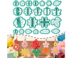ORIGACH 22 stuks polymeerklei uitsteekvormpjes, bloemen- en bladvormige snijders voor het maken van oorbellen - ShopVlot