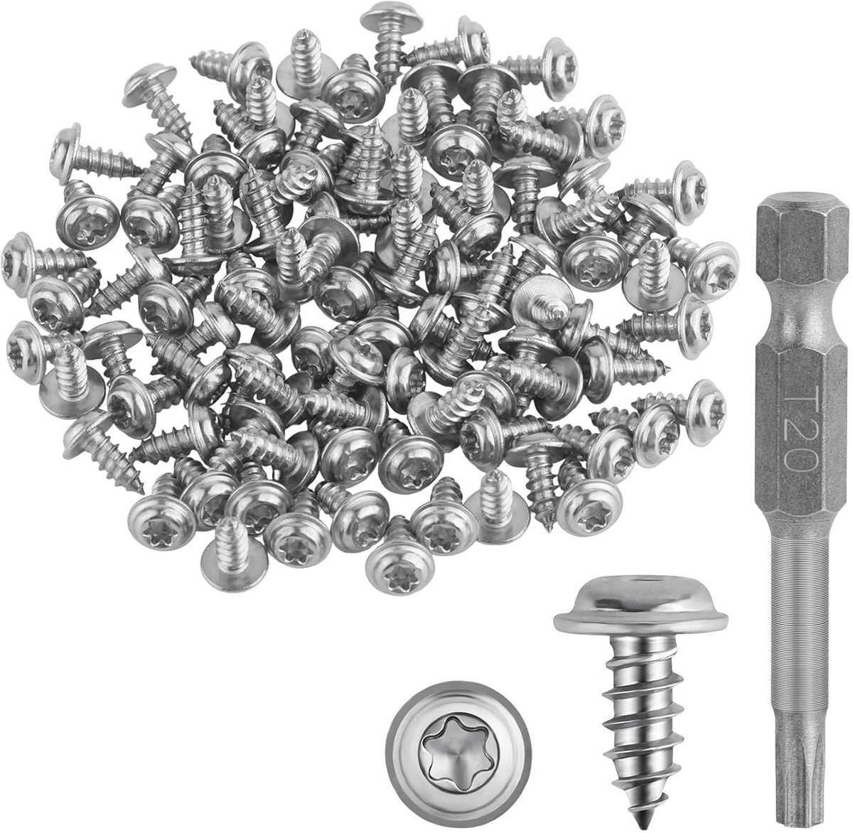 100pcs Self Tapping Stainless Steel Torx Screws with 1 T20 Hex Screwdriver, M4 x 10mm Self Tapping Screws, Stainless - ShopVlot