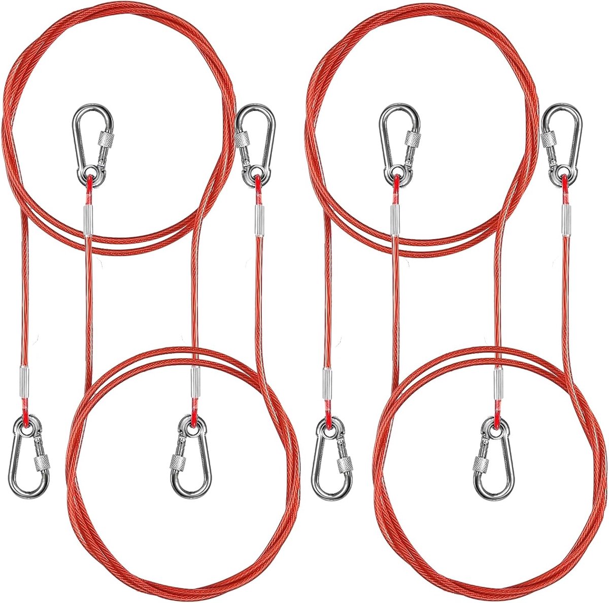 Scheurtouw aanhanger, 4 stuks 1 m remkabel aanhanger veiligheidskabel rood - ShopVlot