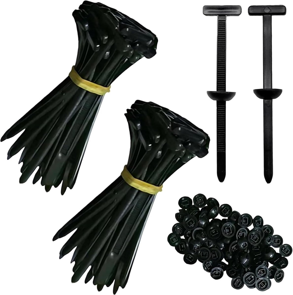 100pcs Nylon Universal Cable Tie Buckle, Heavy Duty Self Locking Nylon Zipper Strap Holder, Push Mount Motor Vehicle - ShopVlot