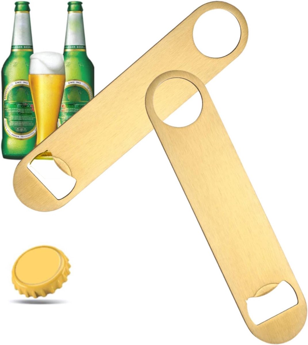 2Pcs Bottle Opener Bulk, Key Bottle Opener Stainless Steel Bottle Opener Soda Can Opener Heavy Duty Flat Beer Opener - ShopVlot