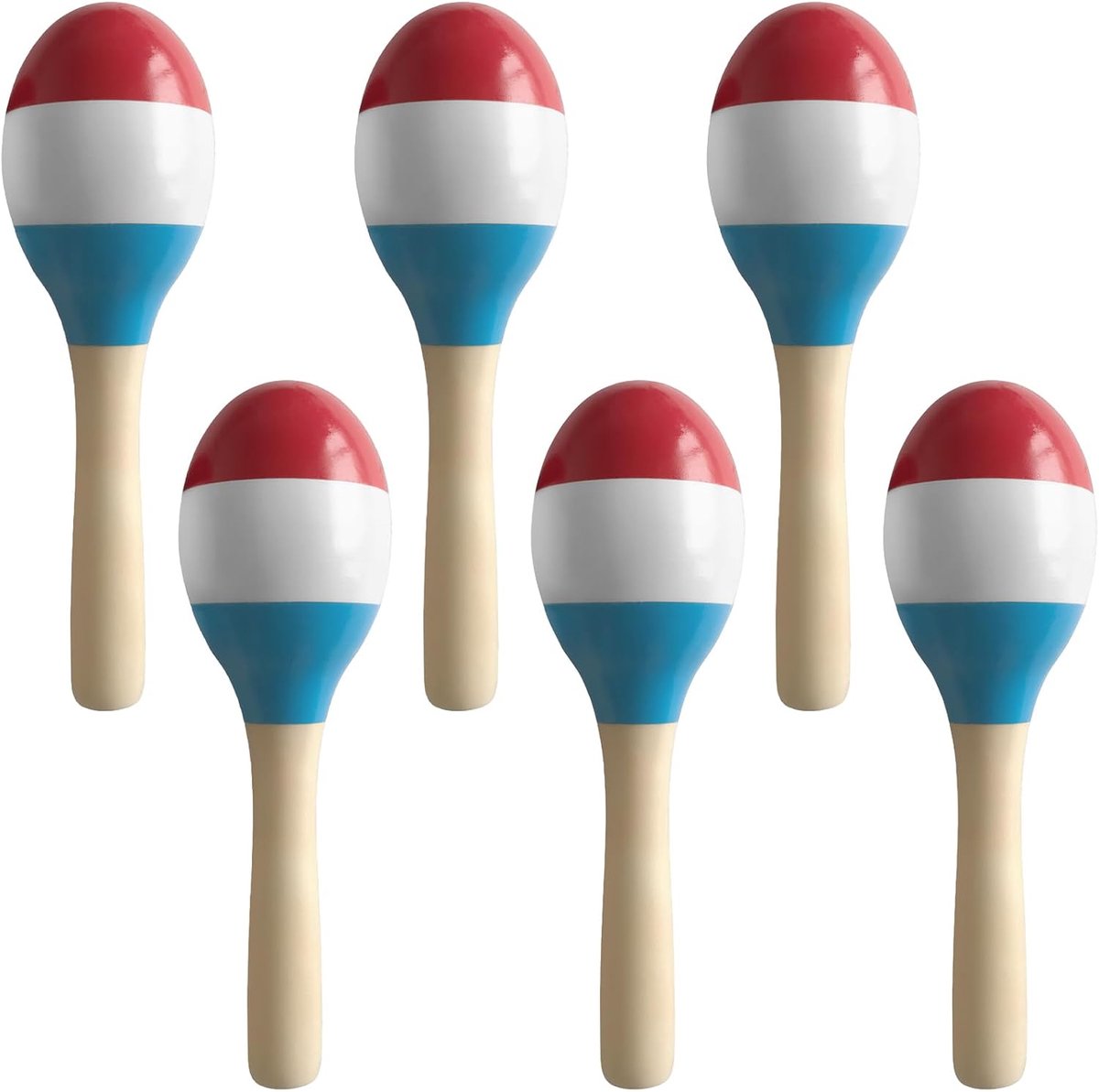 6 Pieces Mini Wooden Maracas, Maracas Natural Wood Rattle Hand Painted Wooden Maracas Instrument for Rhythm, Musical - ShopVlot