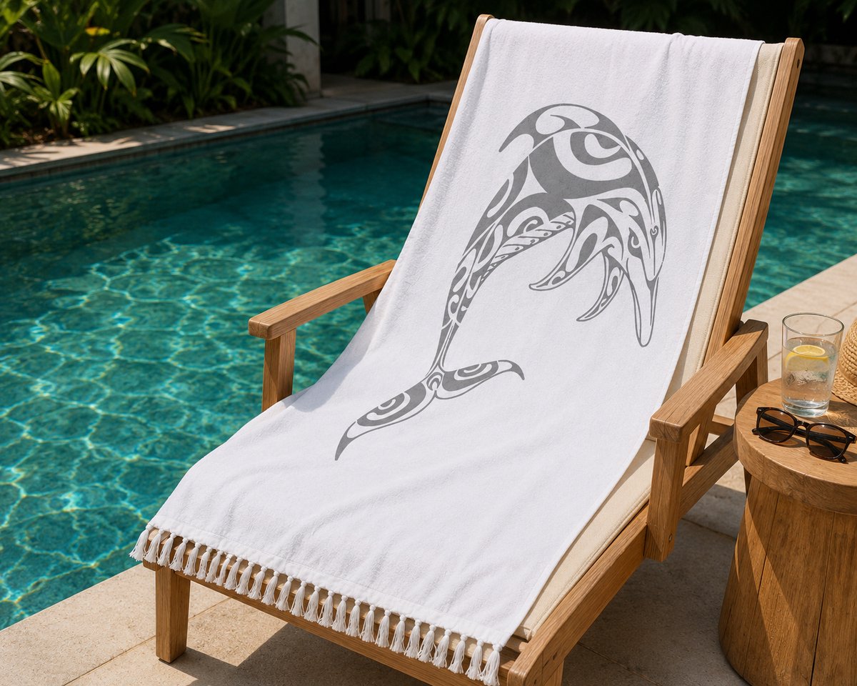 Strandlaken Dolfijn - Strandhanddoek – Katoen/Polyester - 160 x 80 cm – Extra Groot
