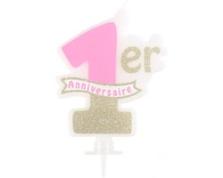 Artifetes Candle for the first birthday, pink and golden - ShopVlot