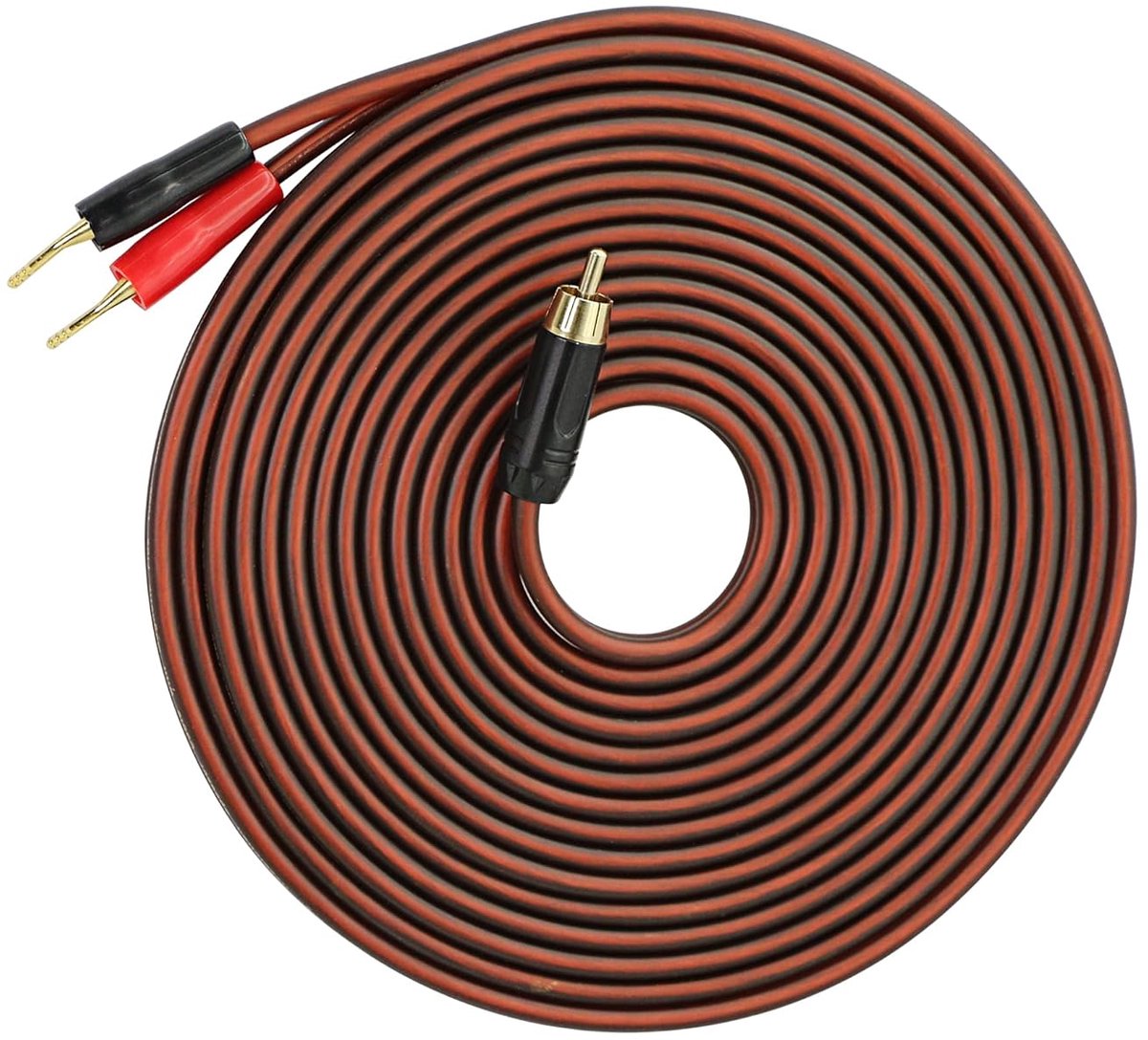 MEIRIYFA Cinch to Pin Plug Speaker Cable, RCA to Double Pin Plug Audio Cable for DJ Amplifier Subwoofer Mixer - 5M - ShopVlot
