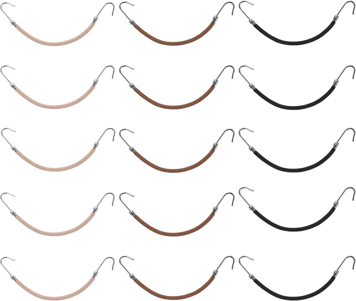 Sibba 15Pcs Elastic Crochet Hair Tie Hooks Hair Cord Bungee Hair Ties Styling Ponytail Holder All Hair Types, Brown - ShopVlot