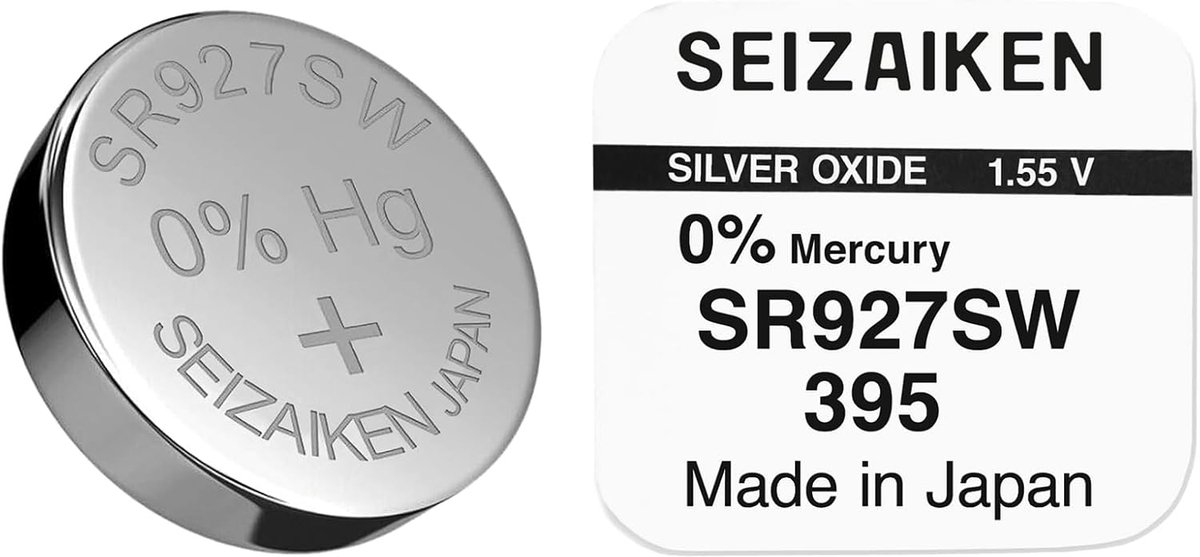 Seizaken 395 SR927SW Watch Battery, Pack of 10, Silver Oxide, 0% Mercury, 100% Made in Japan - ShopVlot