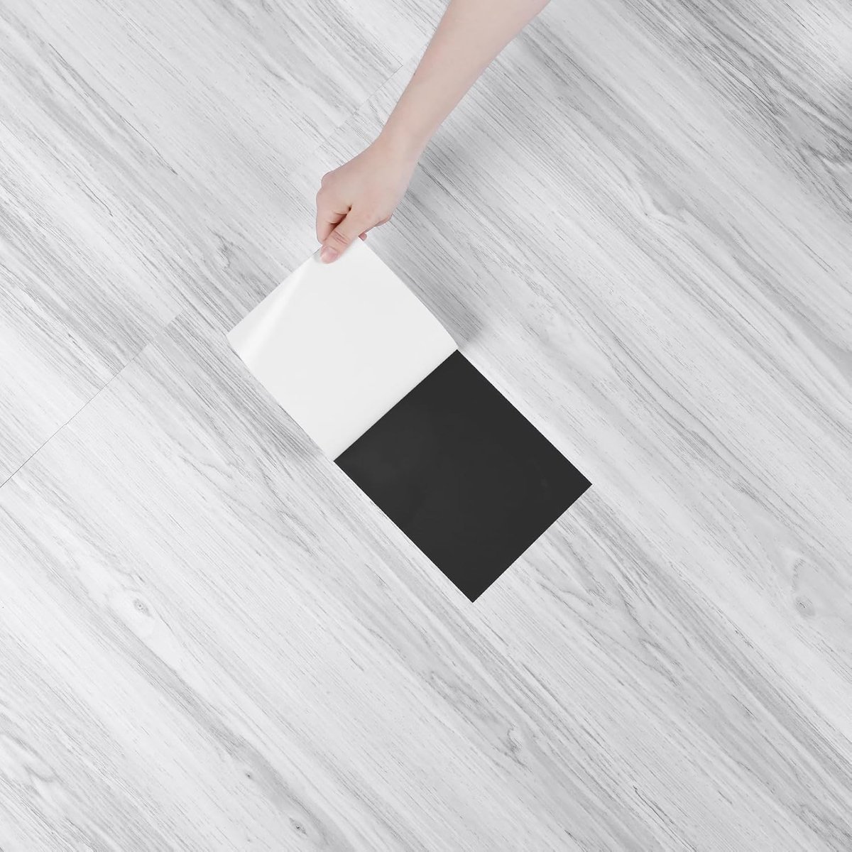 Pack of 24 PVC Flooring Self Adhesive Grey White Click Vinyl Floor Wood Look Waterproof Tile Stickers Floor for - ShopVlot