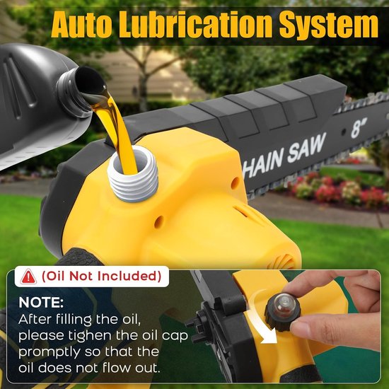 Mini Cordless Chainsaw, Brushless Battery Chainsaw, 2 x 1200 mAh, 6 Inch and 8 Inch Electric Saw, Directly Regulates - ShopVlot van MINI — afbeelding 3