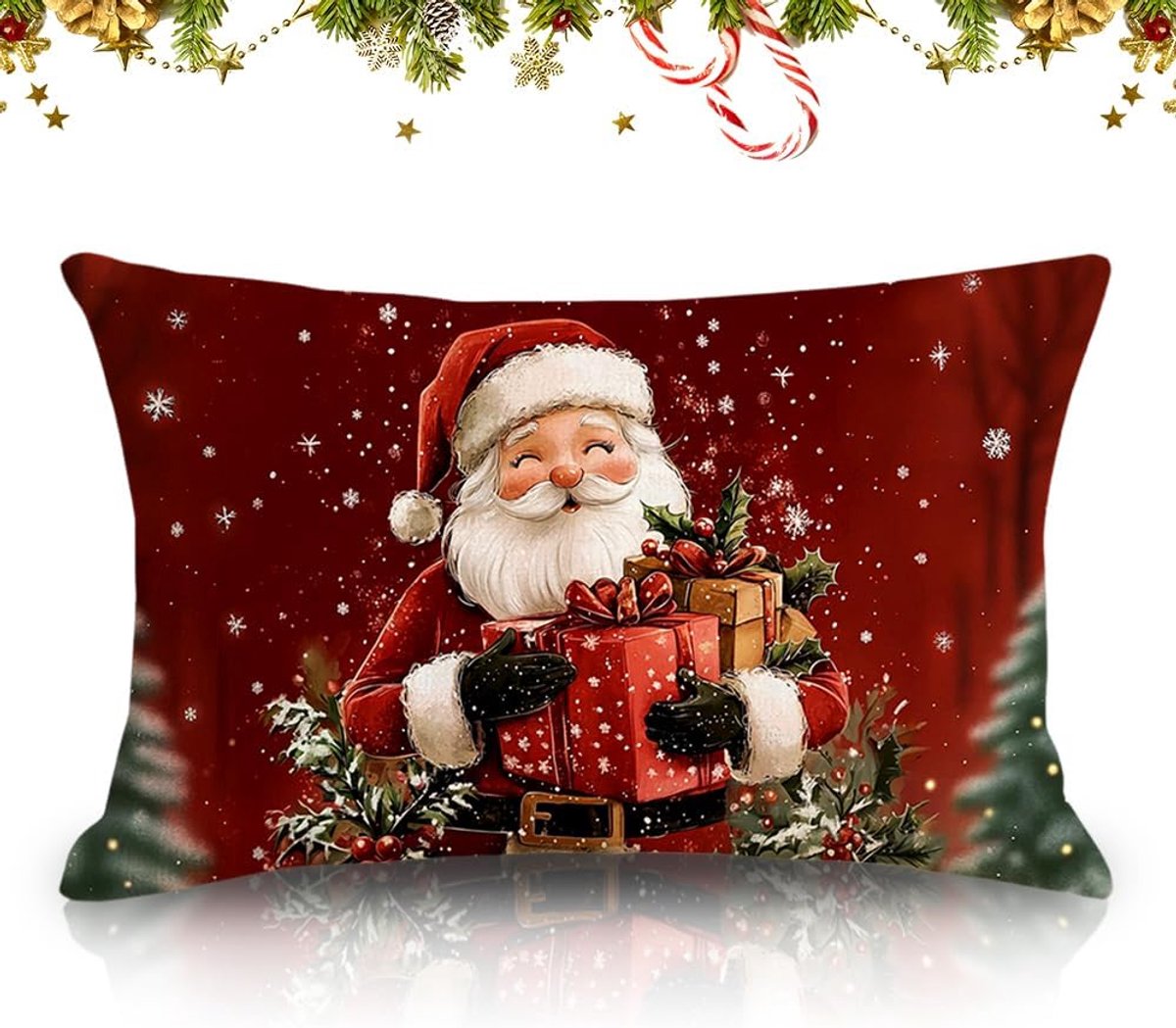 Christmas Cushion Cover 30 x 50 cm Winter Christmas Cushion Cover Linen Sofa Cushion Rectangle Christmas Cushion Cover - ShopVlot