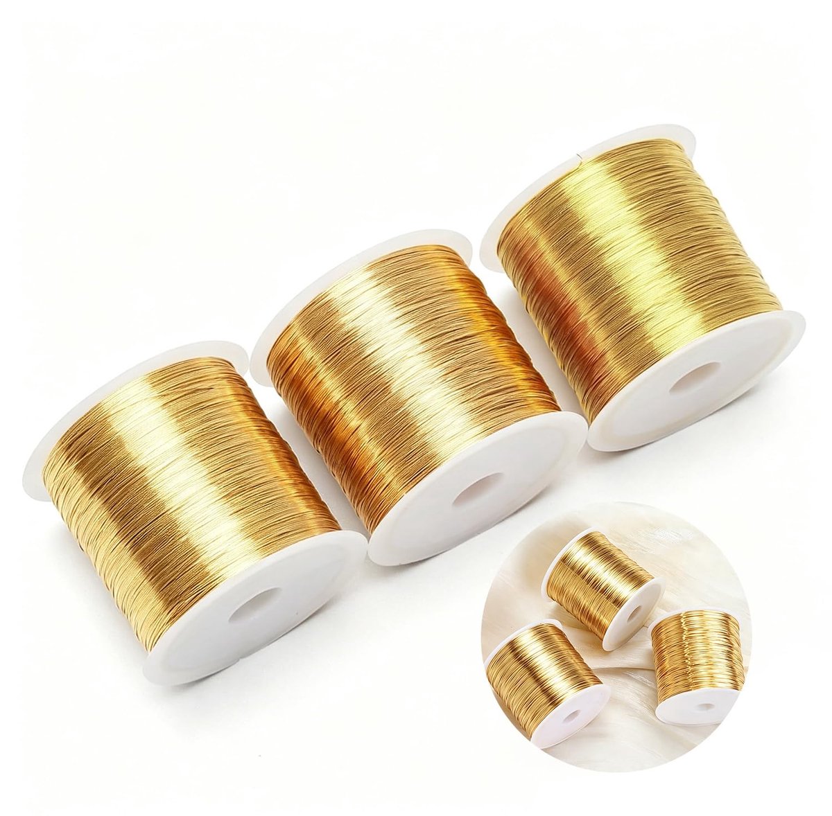100 m x 3 spoelen sieradendraad, 0,3 mm, knutseldraad, dun, lichtbestendig (B) - ShopVlot