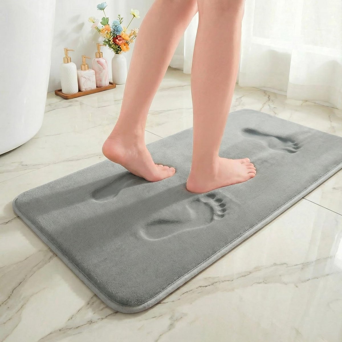 Memory Foam Bath Mat, Absorbent Large with Dutch Velour and Non-Slip High-Quality Latex Backing, Bath Mat, Shower Mat - ShopVlot