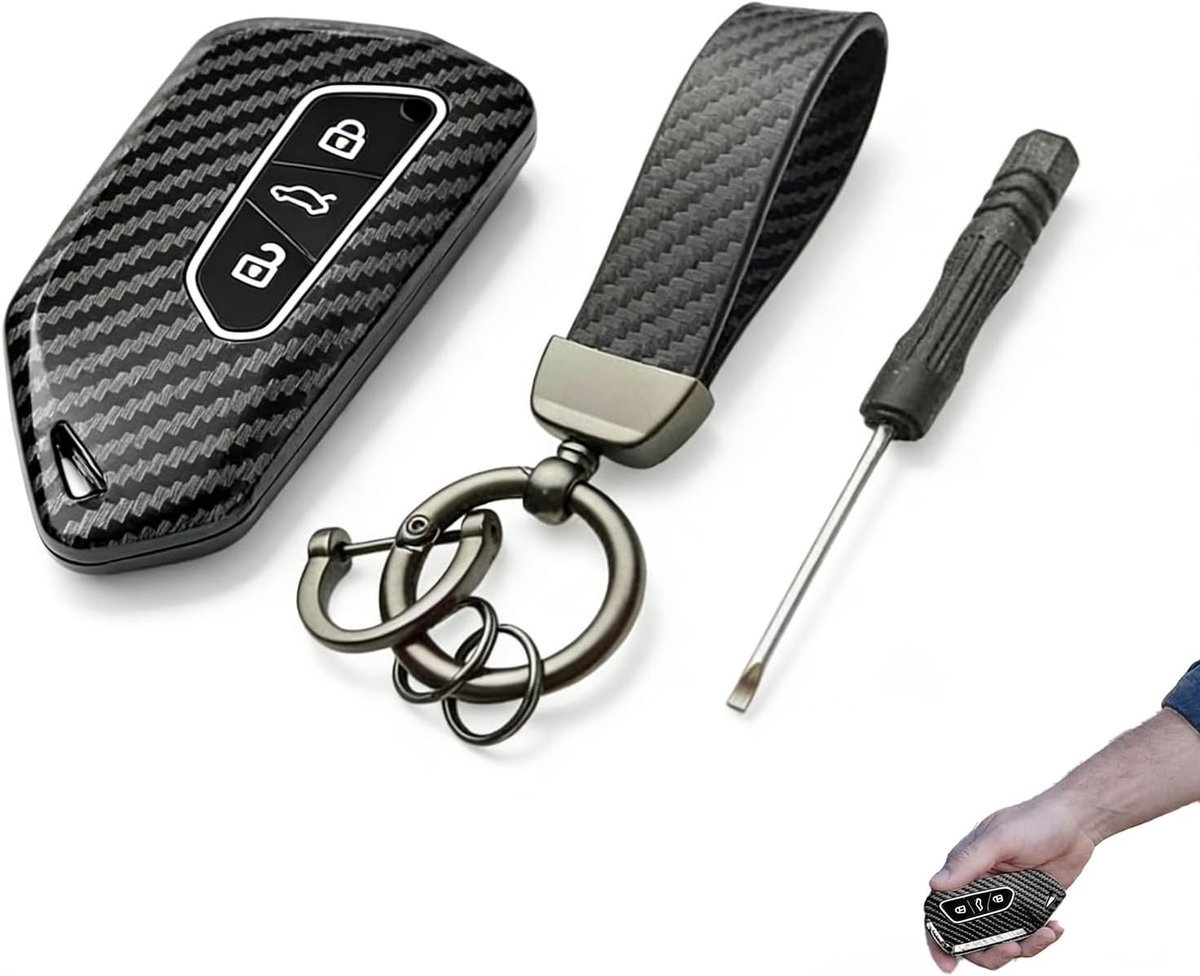Sleutelhoeveel met sleutelhanger, compatibel met VW Golf 8, Cupra Formentor/Terramar, Seat Leon, Skoda Octavia – - ShopVlot