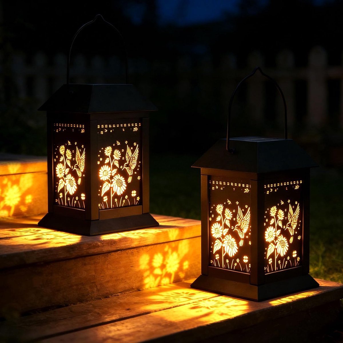 2 x Outdoor LED Hummingbird Solar Lights Outdoor Solar Light Including Ground Spike LED Garden Solar Lamp Waterproof - ShopVlot